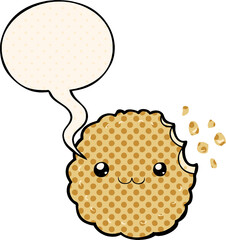 cartoon biscuit and speech bubble in comic book style