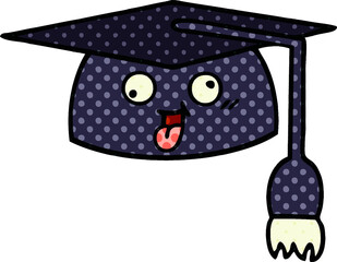 comic book style cartoon graduation hat