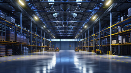 High-tech warehouse with a high level of electronics, equipped to store and sort goods	

