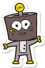 sticker of a happy cartoon robot