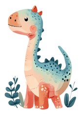 little dinosaur naive kids style, isolated on clean white background