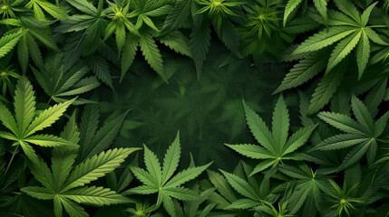 Dense cannabis leaves creating a natural green backdrop.