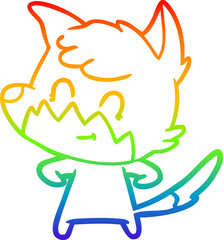 rainbow gradient line drawing cartoon friendly fox