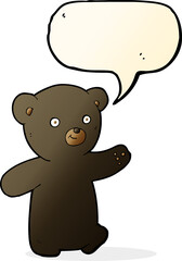 cartoon black bear cub with speech bubble
