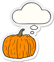 cartoon pumpkin and thought bubble as a printed sticker