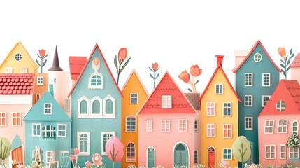 Sales banner with scandinavian houses, free copy space