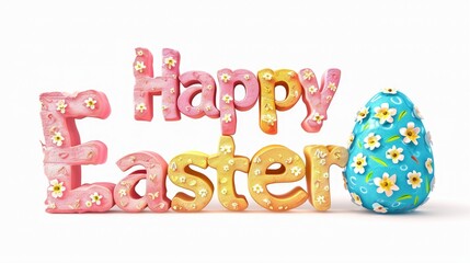 Happy Easter lettering ,isolated clean background