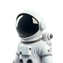 3D Illustration: A Simple Cartoon Render of an Astronaut Close Up, Isolated on Transparent Background, PNG