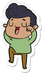sticker of a happy cartoon man