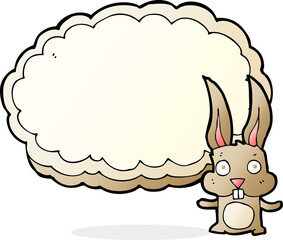 cartoon rabbit with text space cloud