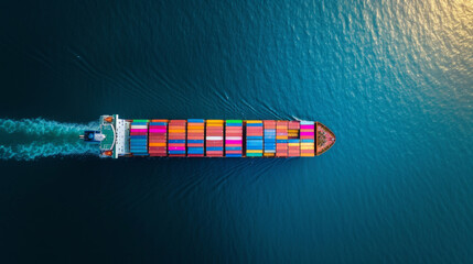 webinar banner, Aerial top view of cargo maritime ship with contrail in the ocean ship carrying container and running for export concept technology freight shipping by ship forwarder mast