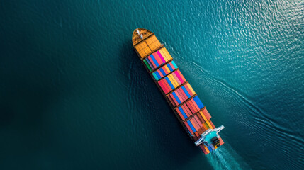 webinar banner, Aerial top view of cargo maritime ship with contrail in the ocean ship carrying container and running for export concept technology freight shipping by ship forwarder mast - obrazy, fototapety, plakaty