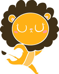 flat color style cartoon running lion