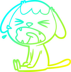 cold gradient line drawing cute cartoon dog barking