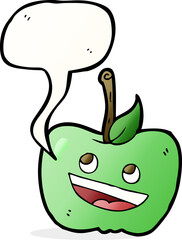 cartoon apple with speech bubble