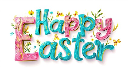 Happy Easter lettering 3D style