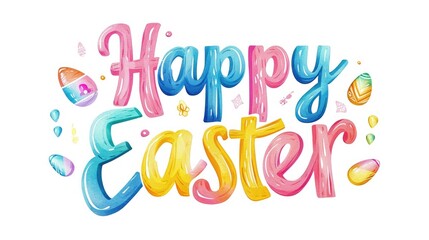 Happy Easter lettering, isolated on white background