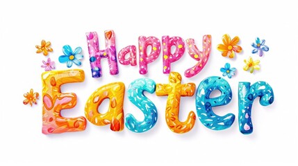 Happy Easter lettering, isolated on white background