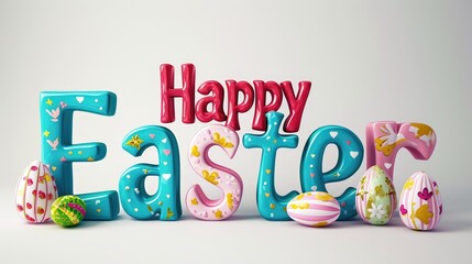 Happy Easter lettering, isolated on white background