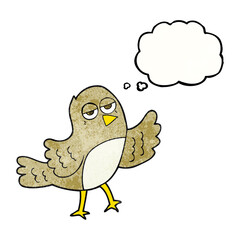 thought bubble textured cartoon bird