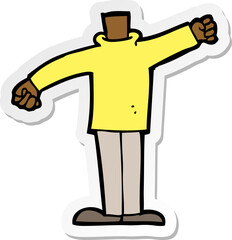 sticker of a cartoon body waving arms