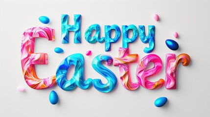 Happy Easter lettering 3D style