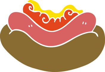 cartoon doodle hotdog in a bun - obrazy, fototapety, plakaty