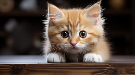 Portrait of a charming kitten. Kitten in autumn. Autumn kitten portrait. Cute kitten in autumn nature