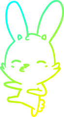 cold gradient line drawing curious bunny cartoon