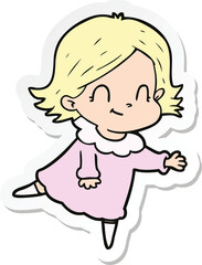 sticker of a cartoon friendly girl