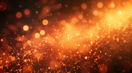 orange luxury glitter and bokeh particles, orange bokeh background, holiday festival background