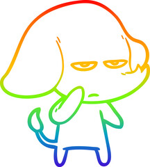 rainbow gradient line drawing annoyed cartoon elephant