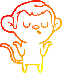 warm gradient line drawing cartoon monkey