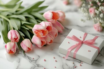 Elegant Pink Tulips with Blank Card