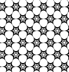 Vector seamless texture in the form of a lattice with an abstract pattern in black on a white background