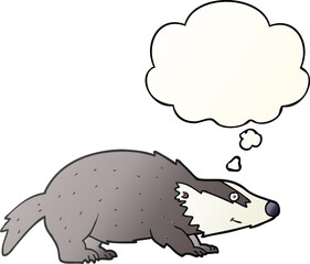 cartoon badger and thought bubble in smooth gradient style