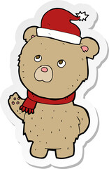 sticker of a cartoon christmas teddy bear