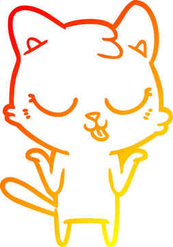 recommend clip art: warm gradient line drawing cartoon cat shrugging shoulders