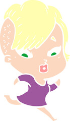 flat color style cartoon surprised girl