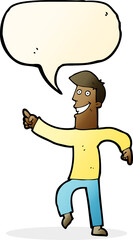cartoon grinning man with speech bubble