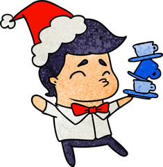 christmas textured cartoon of kawaii boy