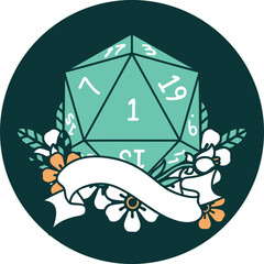 natural one d20 dice roll icon