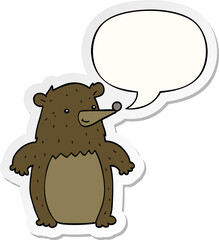 cartoon bear and speech bubble sticker
