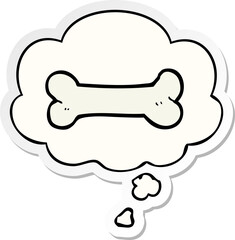 cartoon bone and thought bubble as a printed sticker