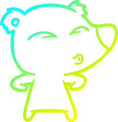 cold gradient line drawing cartoon whistling bear