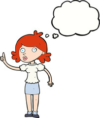 cartoon woman with idea with thought bubble