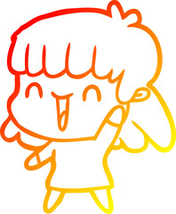 warm gradient line drawing cartoon woman