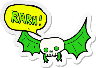 sticker of a cartoon vampire bat