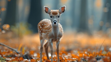 Fawn in Autumn Forest