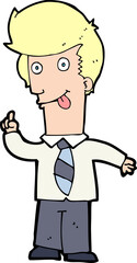cartoon office man with crazy idea